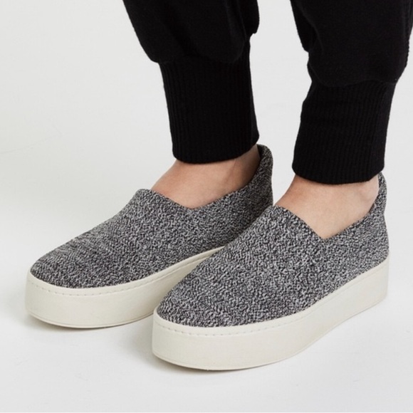 Vince Womens 8.5 Walsh Knit Platform Sneakers Shoes Grey Slip On Loafers Comfort - Picture 3 of 9